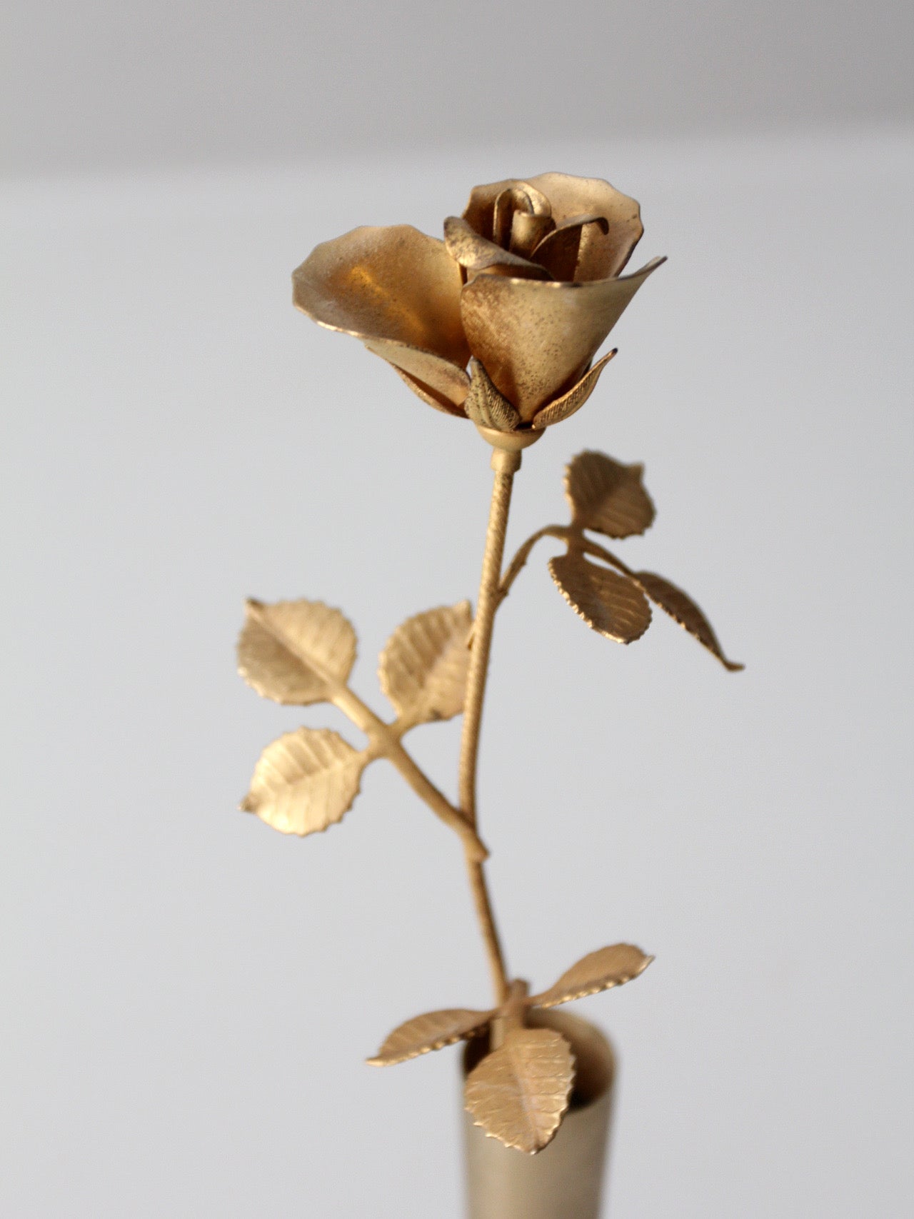 mid-century brass rose bud vase figurine