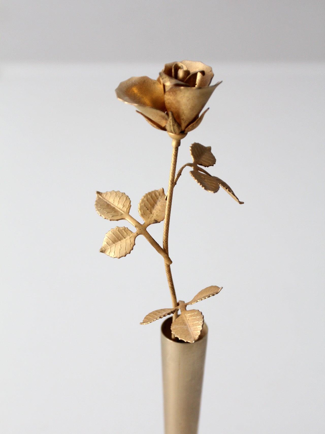 mid-century brass rose bud vase figurine