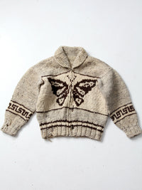 vintage Cowichan style butterfly camp sweater