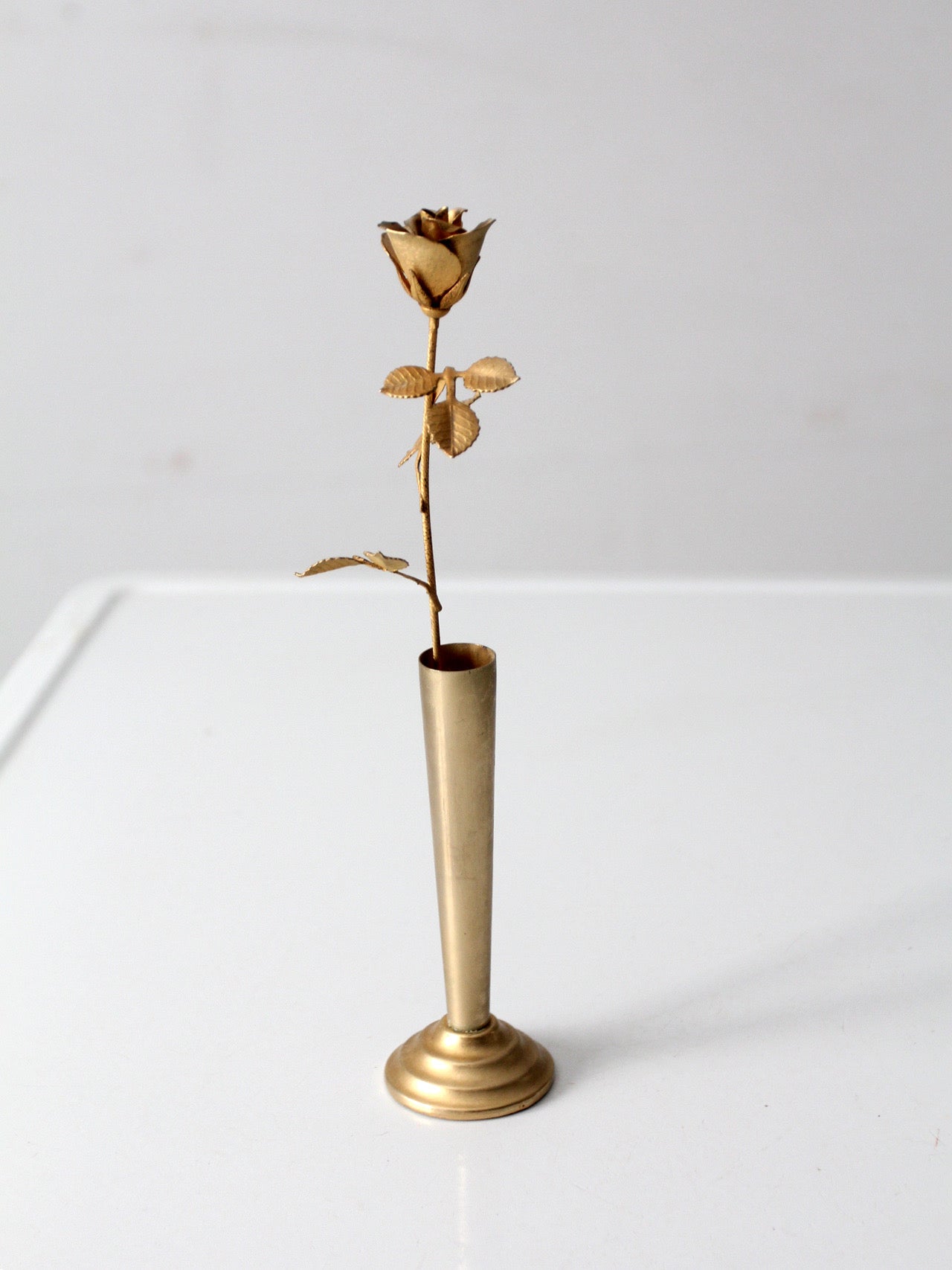 mid-century brass rose bud vase figurine