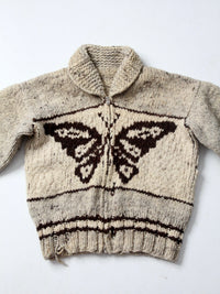 vintage Cowichan style butterfly camp sweater