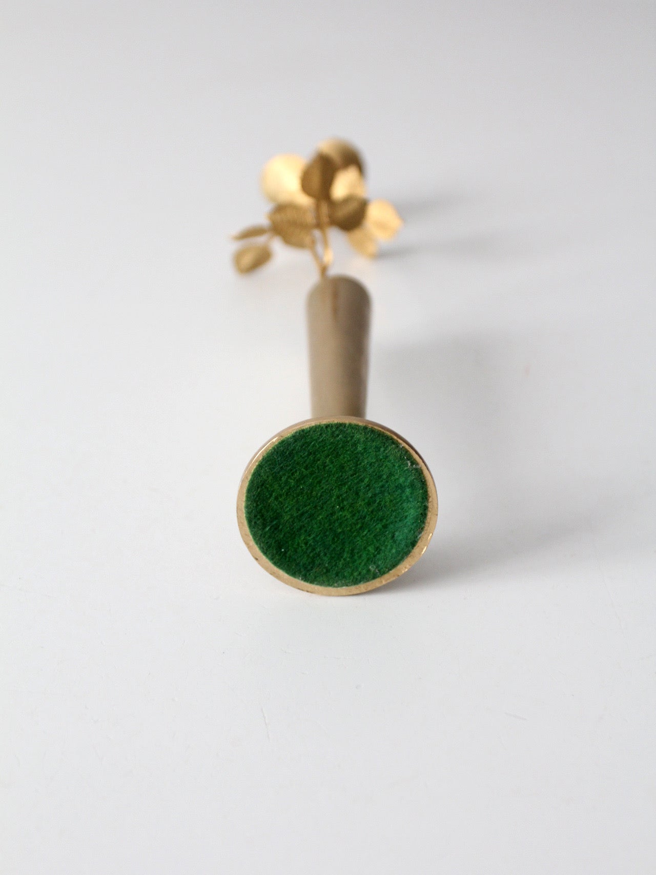 mid-century brass rose bud vase figurine
