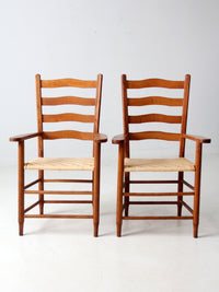 pair antique ladder back arm chairs