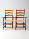 pair antique ladder back arm chairs