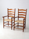 pair antique ladder back arm chairs