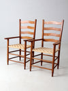 pair antique ladder back arm chairs