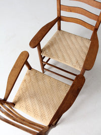 pair antique ladder back arm chairs