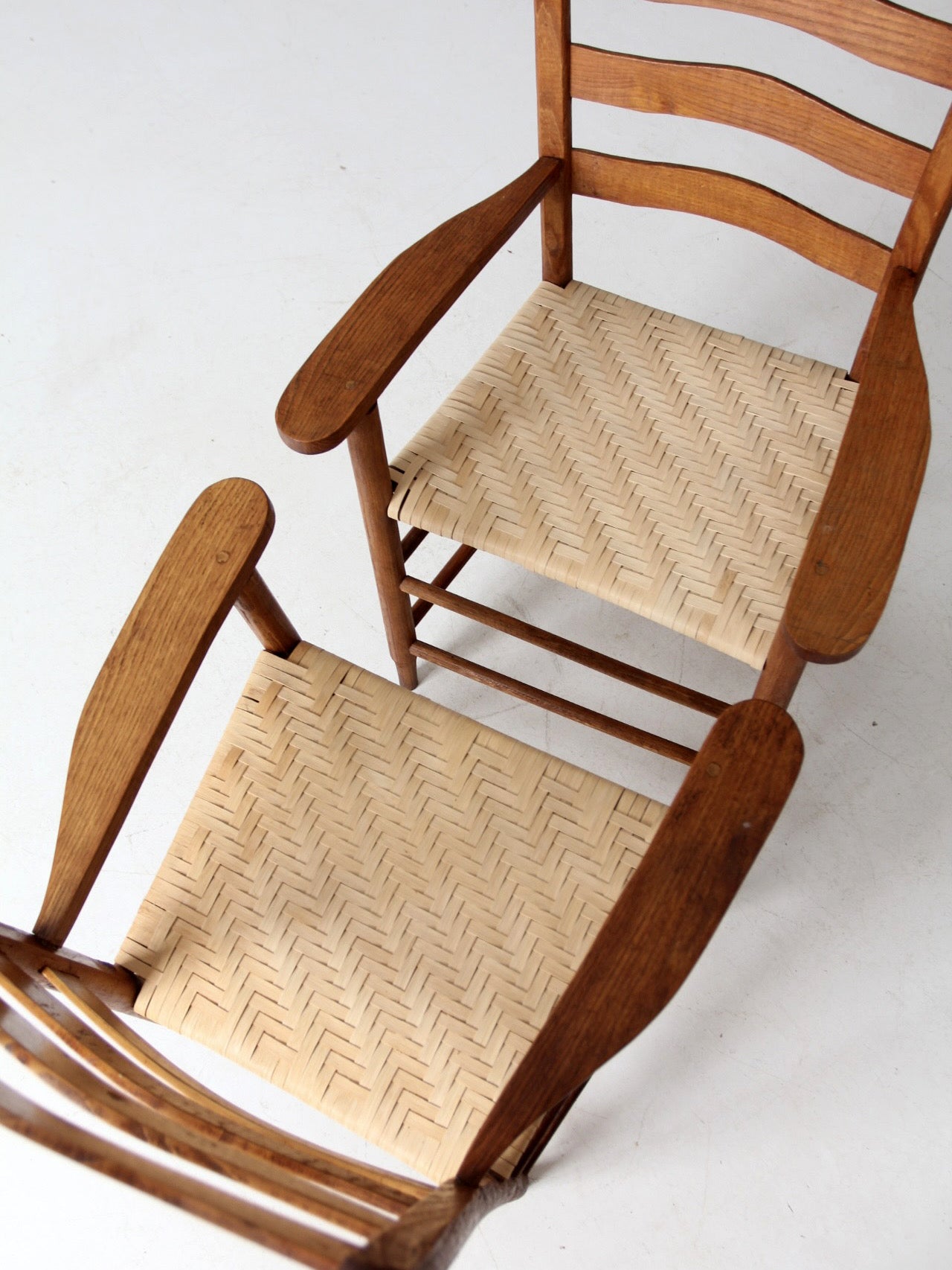 pair antique ladder back arm chairs