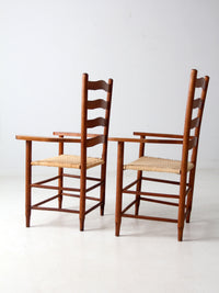 pair antique ladder back arm chairs