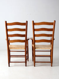 pair antique ladder back arm chairs