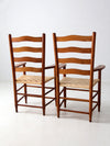 pair antique ladder back arm chairs