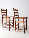 pair antique ladder back arm chairs