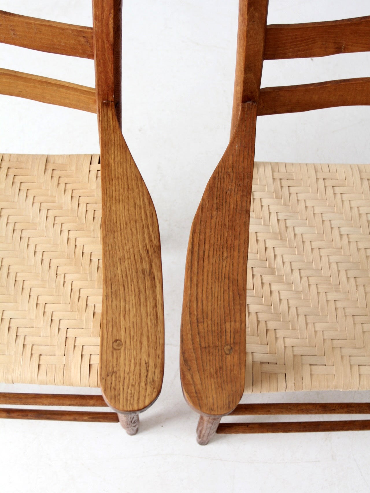 pair antique ladder back arm chairs