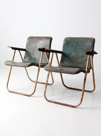 mid century patio chairs pair