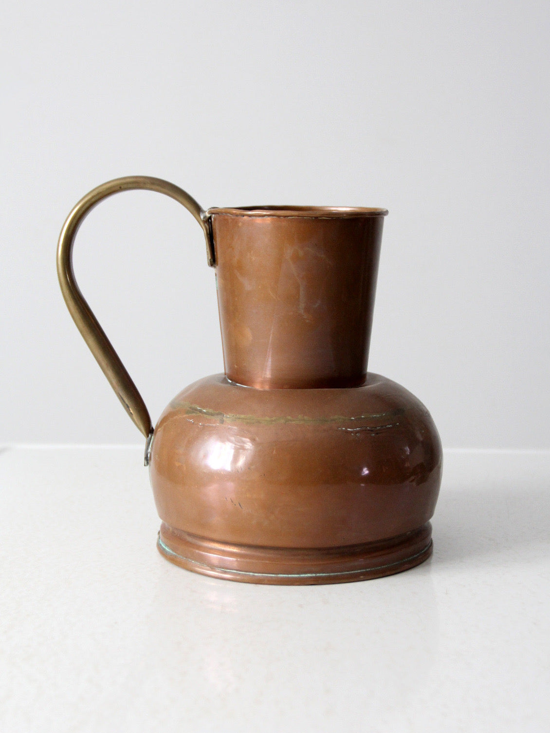 antique Dutch copper ewer with brass handle