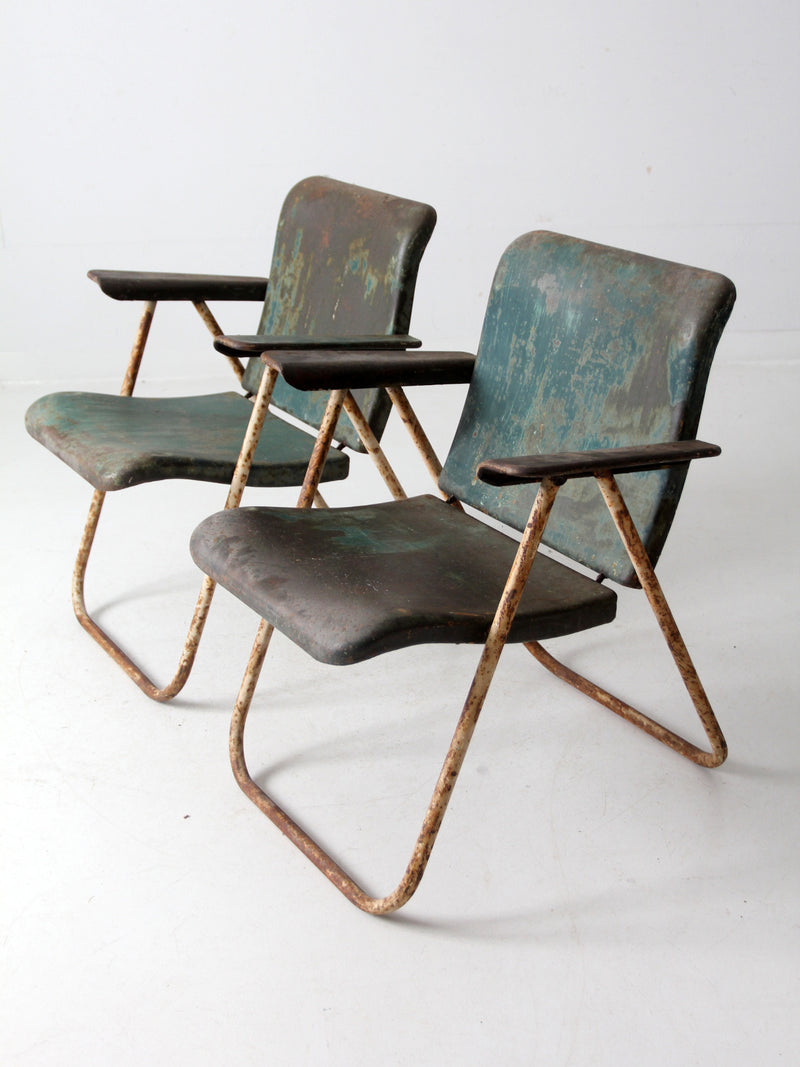 mid century patio chairs pair