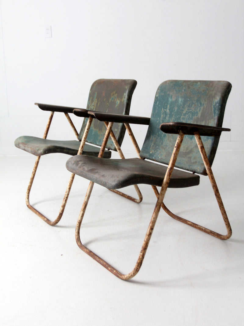 mid century patio chairs pair