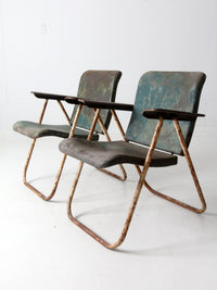 mid century patio chairs pair