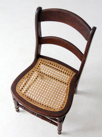 antique American cane seat ladder back chair