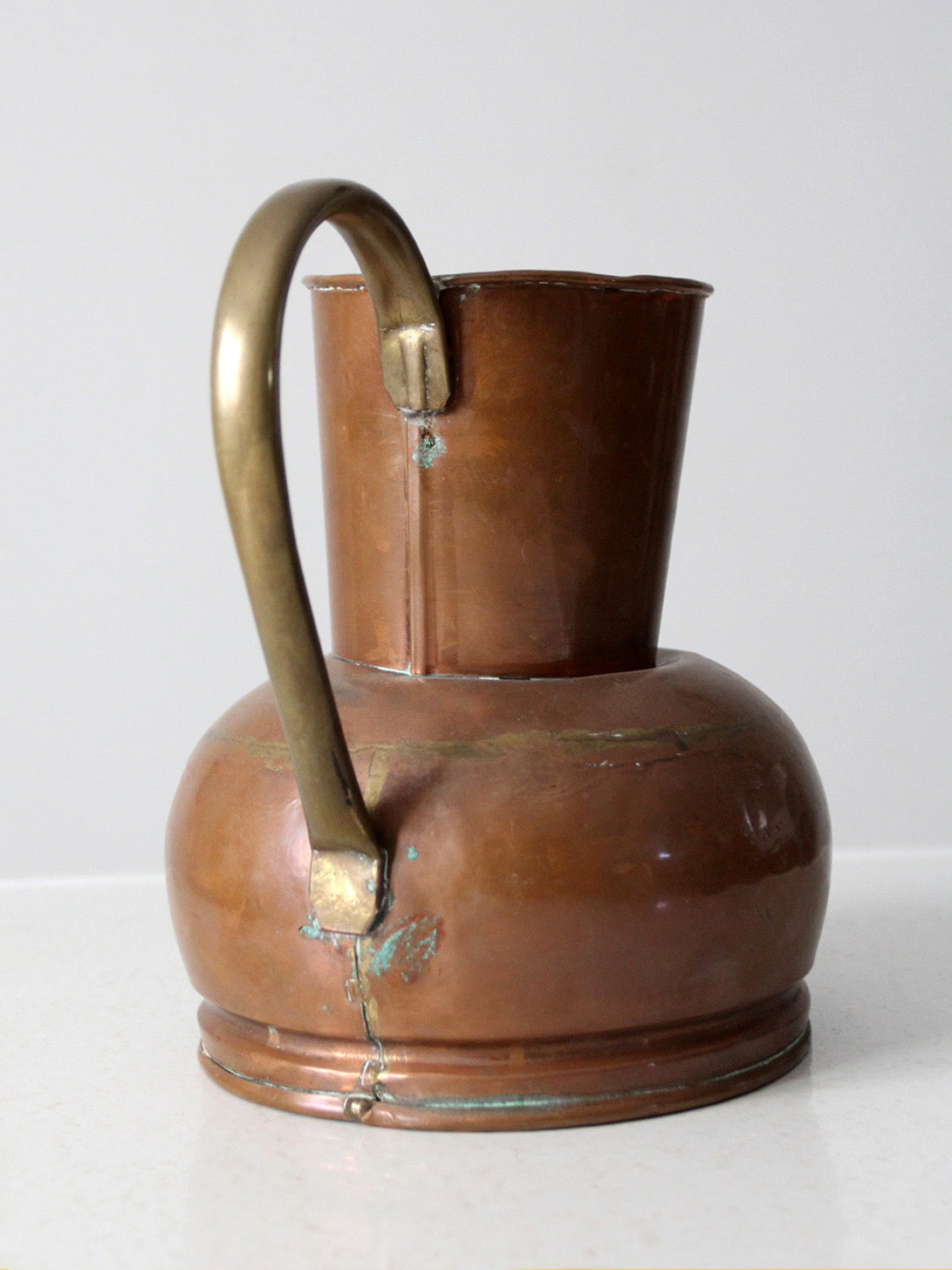 antique Dutch copper ewer with brass handle