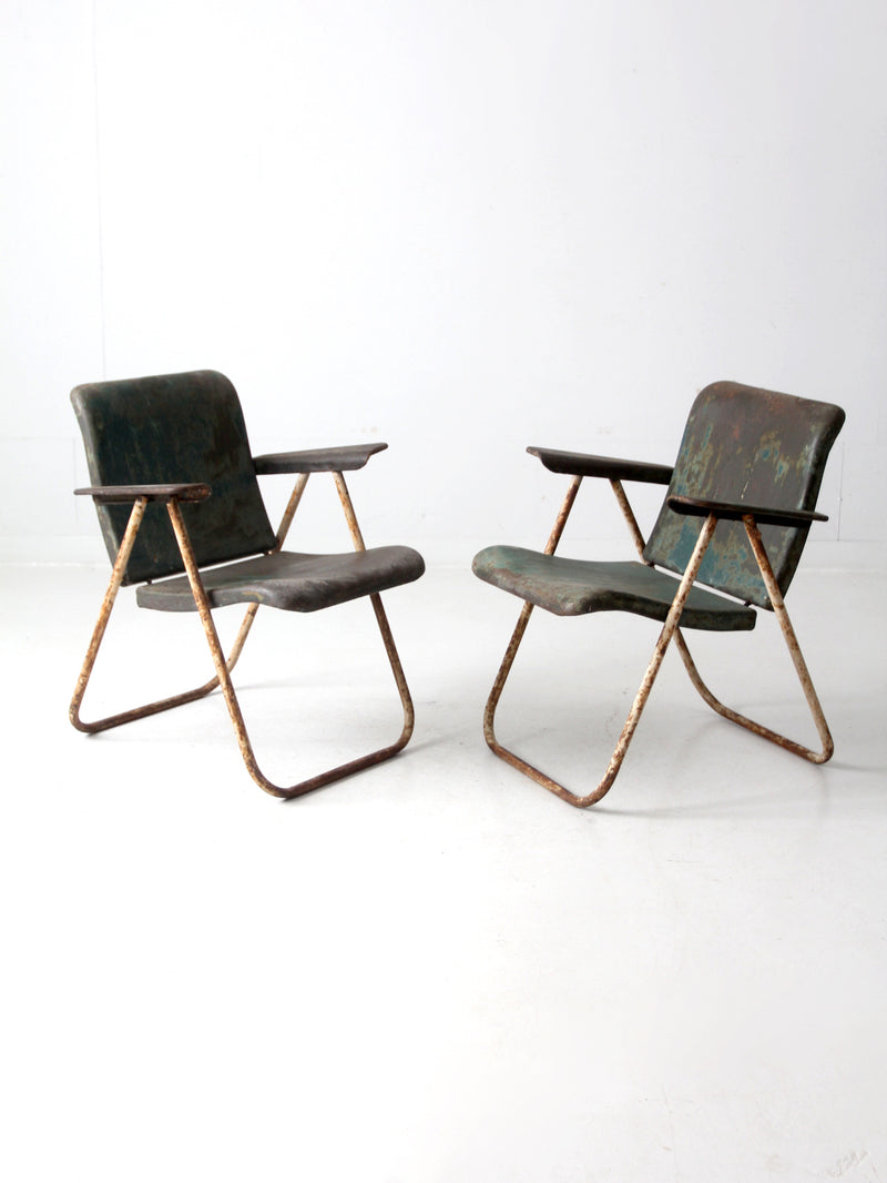 mid century patio chairs pair