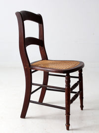 antique American cane seat ladder back chair