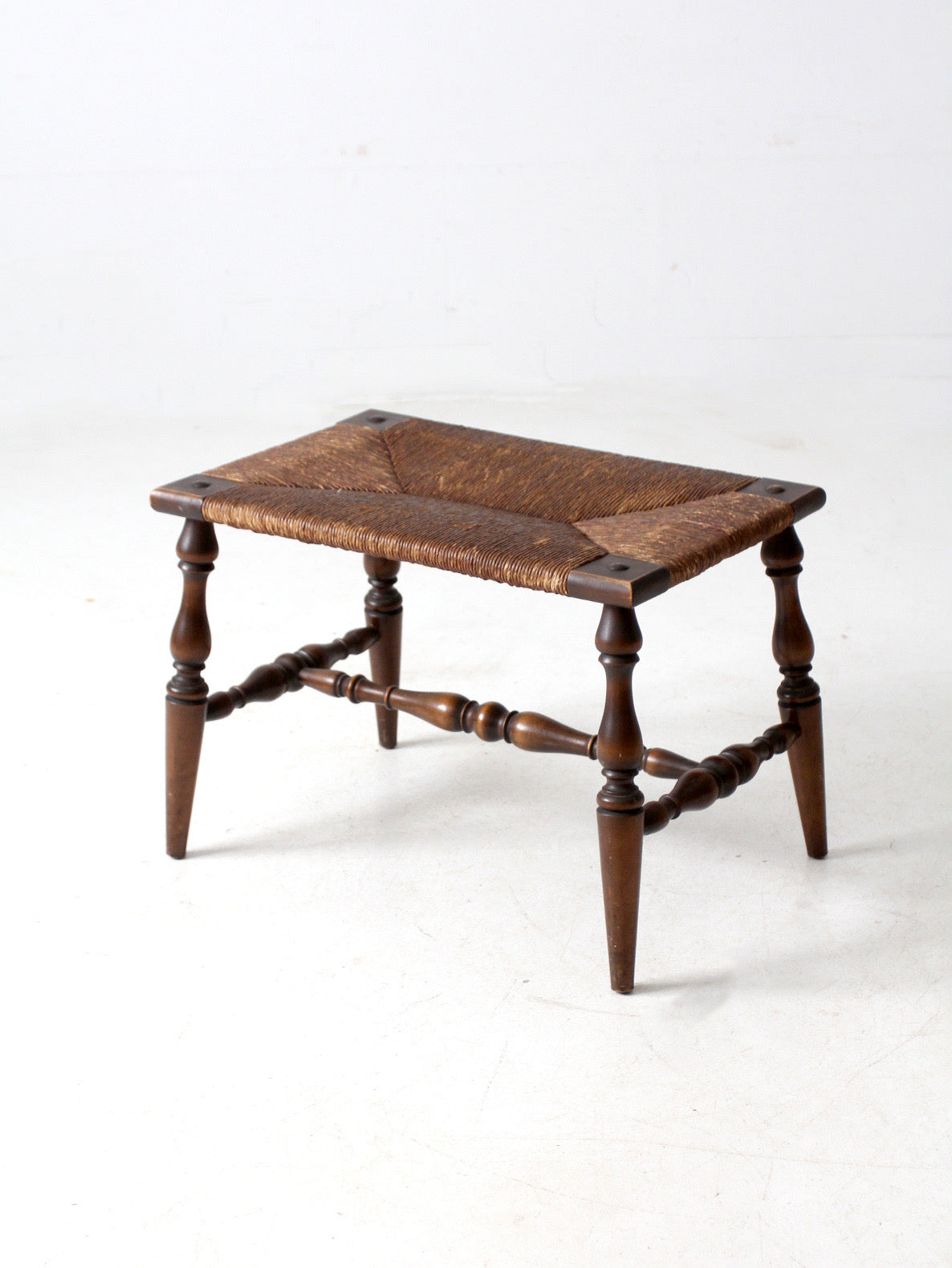 antique rush seat bench