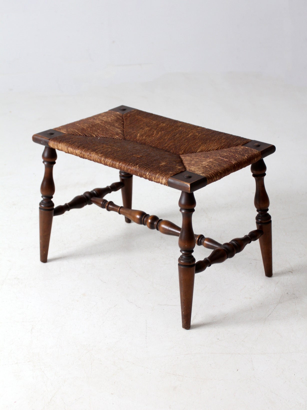 antique rush seat bench