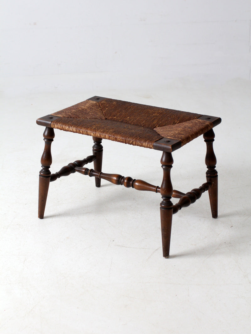 antique rush seat bench