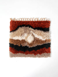 vintage abstract latch hook fiber art wall hanging