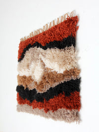 vintage abstract latch hook fiber art wall hanging