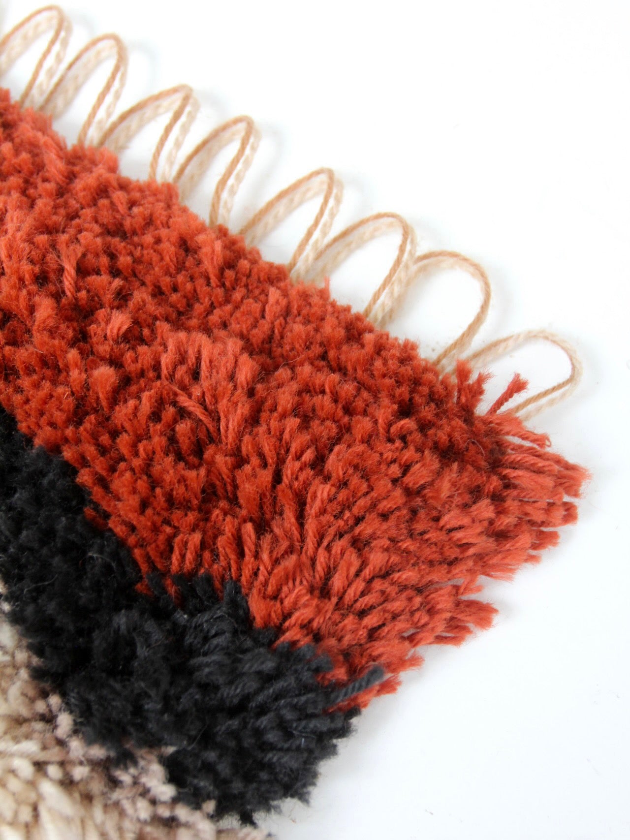 vintage abstract latch hook fiber art wall hanging