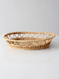 vintage woven raffia basket tray