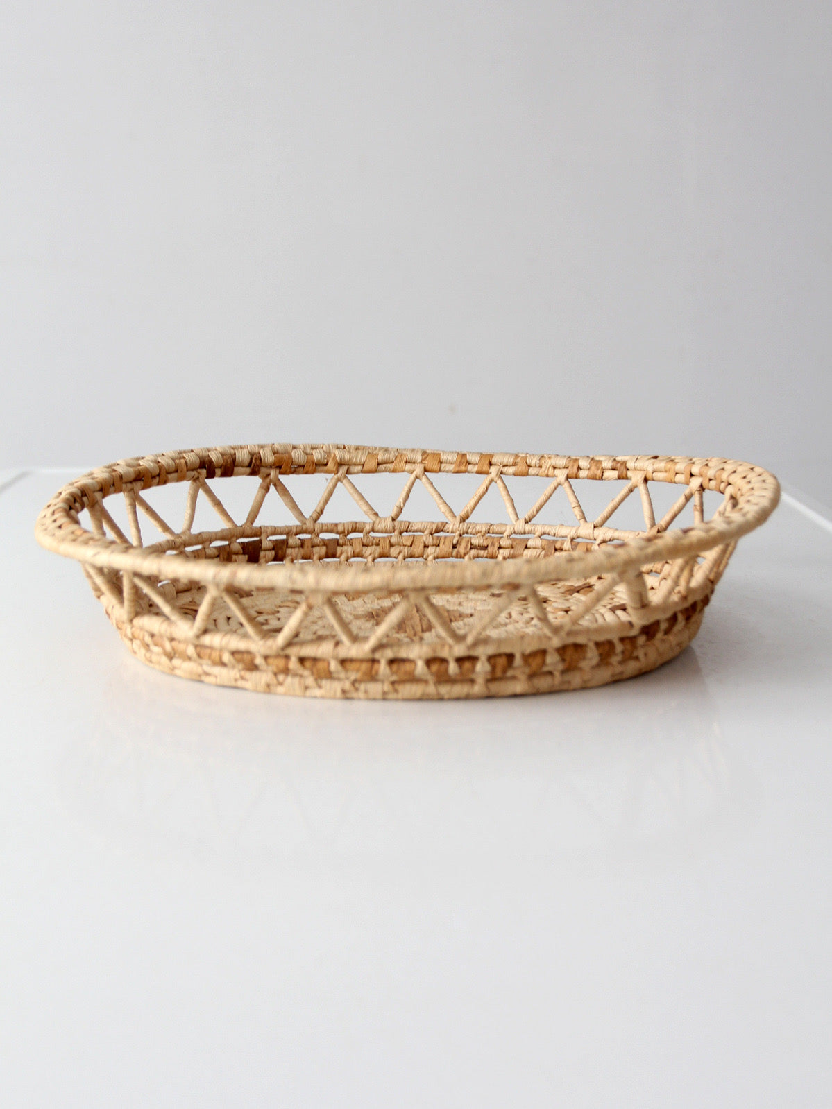 vintage woven raffia basket tray