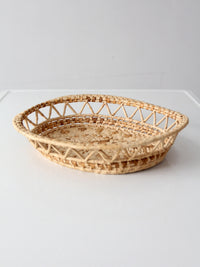 vintage woven raffia basket tray