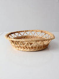 vintage woven raffia basket tray