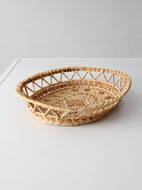 vintage woven raffia basket tray