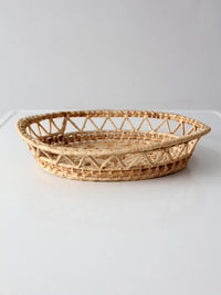 vintage woven raffia basket tray