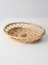 vintage woven raffia basket tray
