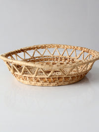vintage woven raffia basket tray