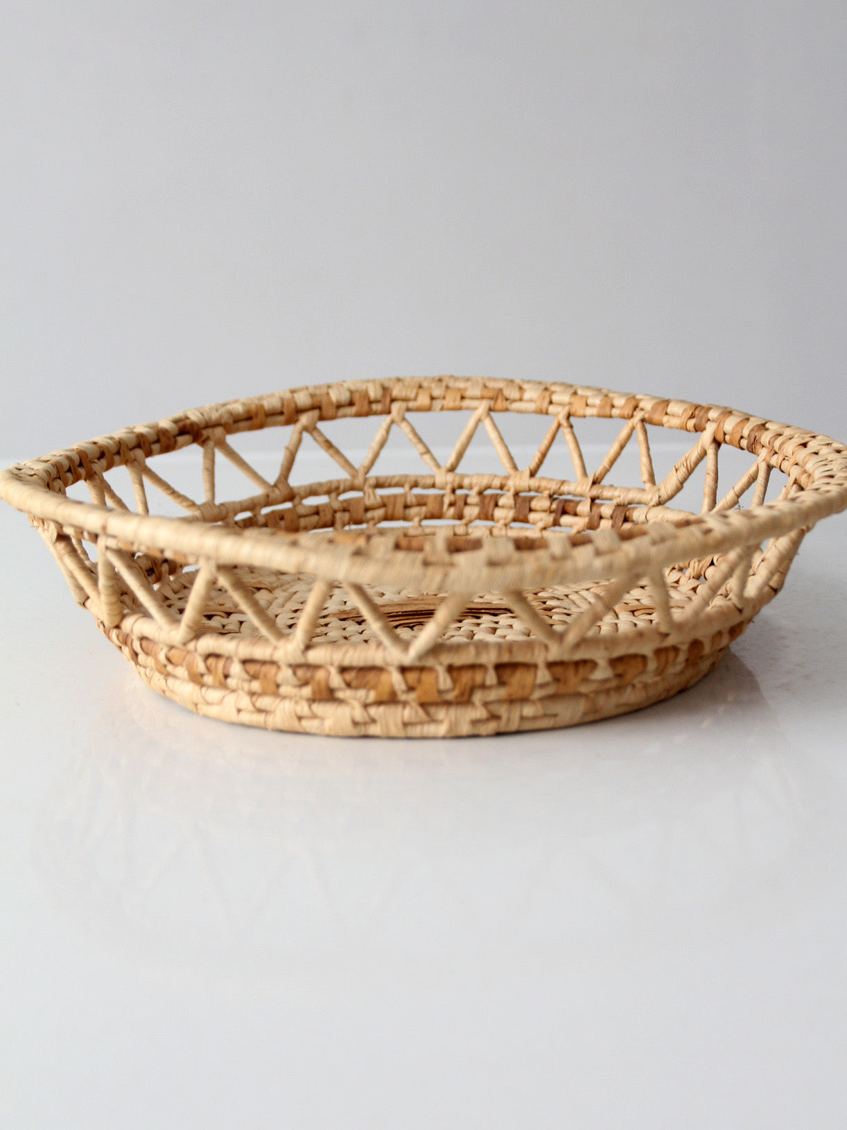 vintage woven raffia basket tray