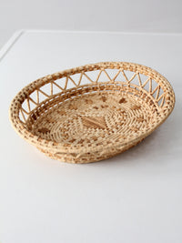 vintage woven raffia basket tray