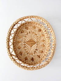 vintage woven raffia basket tray