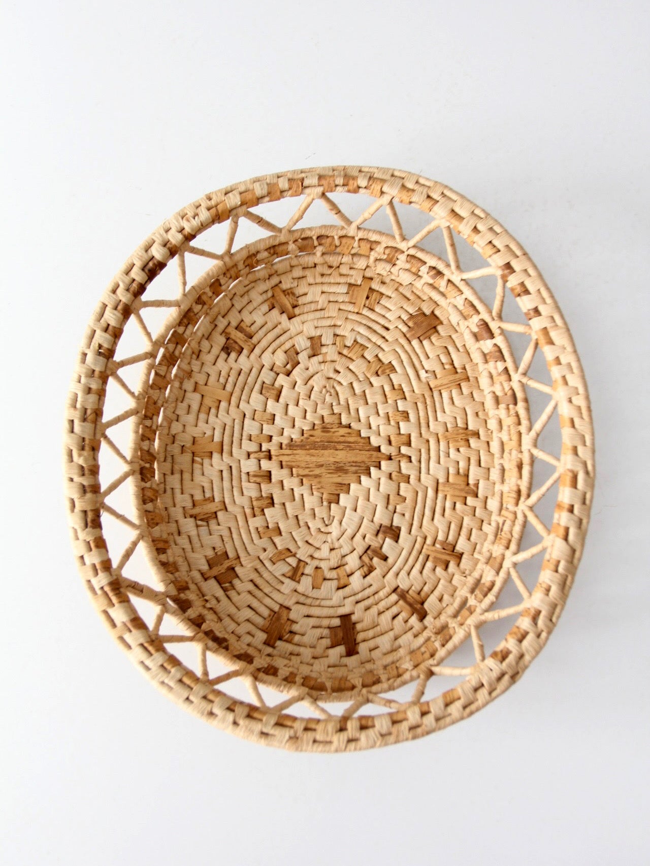 vintage woven raffia basket tray