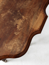 Antique Early 20th Century Side Table with Scalloped Top