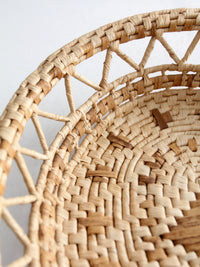 vintage woven raffia basket tray