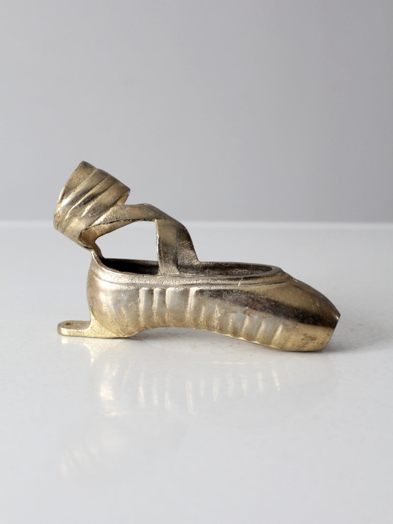 mid century brass ballet pointe shoe wall hanging
