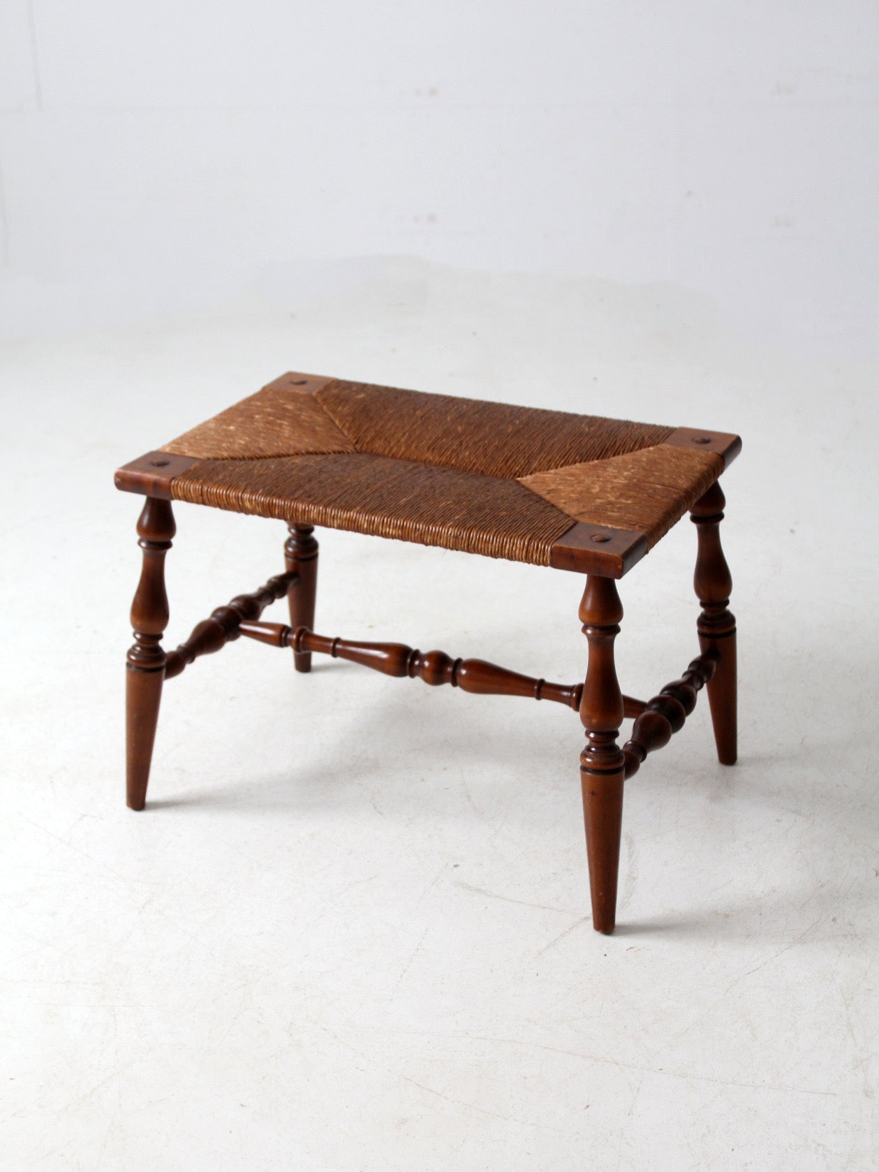 antique rush seat bench