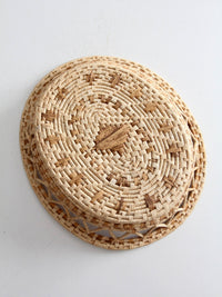 vintage woven raffia basket tray
