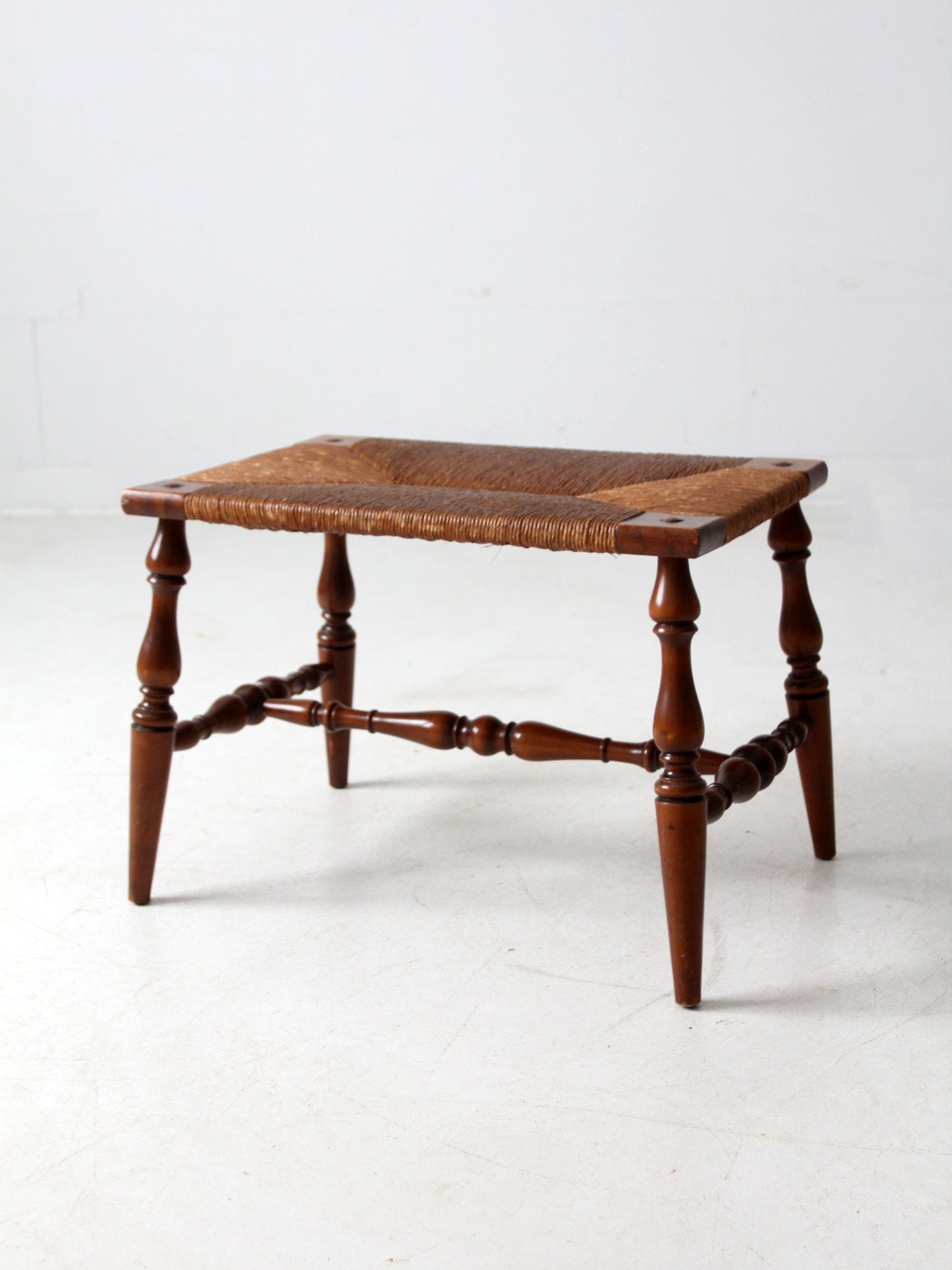 antique rush seat bench